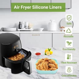 Siliconen bakvormen voor airfryers – 2-pack herbruikbare, vierkante siliconen bakvormen die ook gebruikt kunnen worden als siliconen bakmatjes voor airfryers, magnetrons en ovens. Blauwgrijs. — thumbnail 4