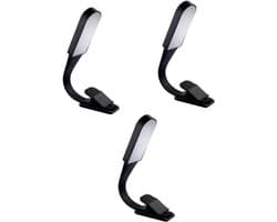 3-Pack Oplaadbare LED Boekleeslamp met 3 Kleuren - Flexibele Klemspot voor Lezen in Bed