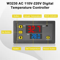 2 Stuks Digitale Temperatuurregelaar Thermostaat Schakelaar -50°C tot 110°C met LED Display en Sensor — thumbnail 5