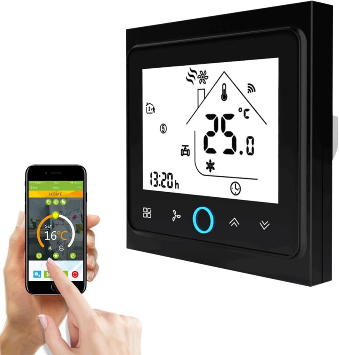 Slimme WiFi Thermostaat Programmeerbaar voor Airconditioning met 4 Tubes en Spraakbediening — afbeelding 1