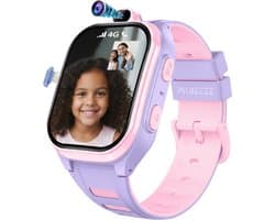 Phreeze Kinderhorloge Meisje - Smartwatch Kids - GPS Horloge Kind - Waterdicht - 4G - Met Simkaart - Belfunctie - Camera - Bellen - Spelletjes - Stappenteller - Alarmen - SOS - Roze & Paars