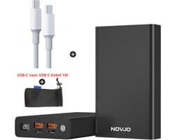 NOVJO® Laptop Powerbank 20000mAh 100W PD – Snelladen met Aluminium Behuizing voor Laptop, Tablet & Smartphone