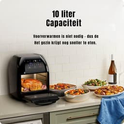RVV® Airfryer xl - Airfryer xxl - Heteluchtfriteuse -10 Liter - XL familiemaat - Zwart- 31cm x 31cm x 38cm ‎ — thumbnail 9