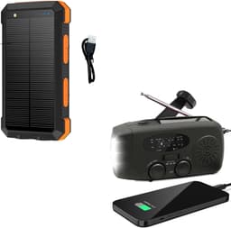 Radio Op Batterijen (Accu) Voor Rampen - Inclusief 10.000 mAh Solar Powerbank - Powerbank Zonneenergie - Radio Opwindbaar - Noodradio - Noodradio Solar Opwindbaar - Zwart — thumbnail 1