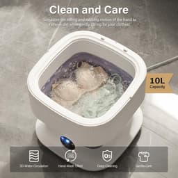 Mini wasmachine - Wasmachine - Draagbare wasmachine - Draagbare wasmachine 10L - Wasmachines - Opvouwbare wasmachine - Met centrifugekorf - Touchscreen bediening - 3 wasprogramma's - Compact - Voor babykleding - Ondergoed - Slaapzaal -Camping -Paars — thumbnail 5