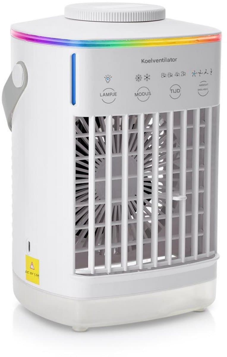 GELLDG Mini Airco - Mobiele Airco - Luchtkoeler 4in1 - Aircooler - Tafelventilator - 4 windsnelheden - 2 luchtbevochtingsstanden - timer - Lekvrij - Geschikt voor thuis, op kantoor of op reis - Wit — afbeelding 1