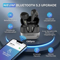 Razzaro draadloze Oordopjes - Bluetooth oordopjes - Earpods - Oortjes draadloos - Bluetooth 5.3 - Geschikt voor Smartphone & Laptop - Zwart - G60 Pro — thumbnail 3