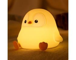 Schattig nachtlampje in de vorm van een pinguïn, gemaakt van siliconen van voedingskwaliteit, oplaadbaar, twee dimstanden, sponsachtig ontwerp, perfect als kantoordecoratie en leuk cadeau.