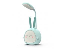 Mini draagbare LED-nachtlamp in de vorm van een konijn - Opvouwbare, oplaadbare leeslamp met USB-aansluiting - Geschikt voor slaapkamers en kinderkamers - Blauw konijn