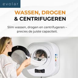 Evolar Mini Wasmachine met Droger - Wit — thumbnail 4