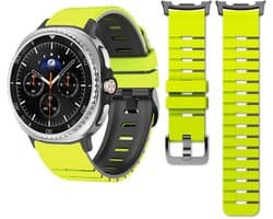 Stravo Siliconen Horlogebandje met Piano-Key Look – Geschikt voor Samsung Galaxy Watch 8 40mm / 44mm / Classic 46mm – Tweekleurig Sportief Design Smartwatch Bandje - Geel/zwart