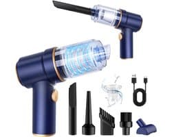 Handstofzuiger voor auto's — 8000 zuigkracht — stofzuiger — luchtstoffer — 120 watt hoog vermogen — speciale stofzuiger voor auto's met led-verlichting — met meerdere sproeiers — ideaal voor thuis, op kantoor, in dierentuinen.