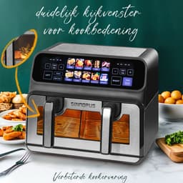 Digitale Airfryer Sinaopus 802 XXL 9L – Heteluchtfriteuse met Dubbele Mand en DualMand Onafhankelijke Snelle Opwarming – Voor Gezinnen – 10 Programma’s – Kijkvenster – Makkelijk te Reinigen – Capaciteit voor 4 Personen — thumbnail 8