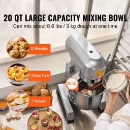 Commerciële Voedselmixer, Capaciteit 7,3 Qt, Dubbele Roterende Deegkneder van 550W met Roestvrijstalen Kom, Veiligheidsschild En Timer, Ideaal voor Restaurants En Bakkerijen — thumbnail 3