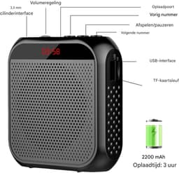 GELLDG Draadloze megafoon - met microfoon - stemversterker - oplaadbaar - draagbare luidspreker - 2200mAh batterij - mini - geschikt voor trainers, docenten en gidsen — thumbnail 3