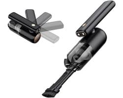 Autostofzuiger - Handstofzuiger - 180° opvouwbaar - Draagbare stofzuiger - Met LED-verlichting - Geschikt voor auto's, huizen en kantoren - Zwart