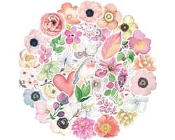 Set van 50 stickers-Bloemen - Flower sticker-Koffer Stickers -Deco Stickers-Geschikt voor Muur, Laptop, Notitieboek, etc-watertight