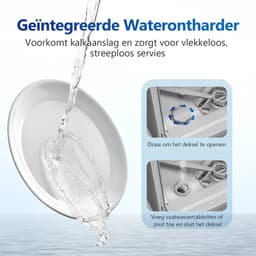 AIRMSEN Mini Vaatwasser - Met Waterontharder - Vrijstaand - Ingebouwd Watertank 5L - 9 Programma's - 6 Couverts - Wit — thumbnail 4