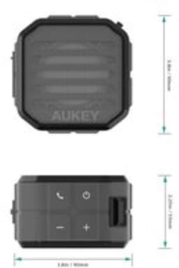Aukey SK-M13 - Draagbare Mini Bluetooth-luidspreker met ingebouwde microfoon - draadloze verbinding tot 10 m - waterbestendig IP65 - Grijs — thumbnail 2