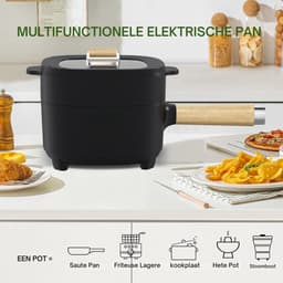 VIN® Hotpot Electrisch – Kaasfondue Pan Elektrische Multipan – Multifunctioneel 2L - Chinese Fondue 350/800Watt – Saute Pan – Friteuse – Hete Pan- Stomer – Langzame Kookplaat – Gemakkelijk Schoon te Maken - Zwart — thumbnail 5