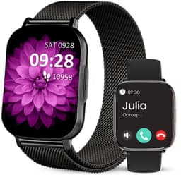 Avalue AMOLED Smartwatch Dames & Heren - AI Feature - Stappenteller - Bloeddrukmeter - Geschikt voor alle Smartphones - RVS en Siliconen Band - Zwart — thumbnail 1