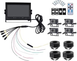 9-inch AHD-achteruitrijcameraset voor campers – 1080p-scherm met vier beeldvensters - Geschikt voor campers, vrachtwagens en aanhangwagens - Nachtzicht en continu-opname — thumbnail 3