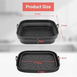 Siliconen Airfryer Pannen en Baklinern voor Herbruikbare Frituurmand - Vouwbare Tray Rack Accessoires voor Magnetron en Oven — thumbnail 6