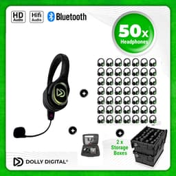 Dolly Digital® RD-Pro 50 Draadloze Koptelefoons voor groepen + Headmounted Microfoon – 50 HiFi Koptelefoons + Microfoon + Bluetooth + HiFi — thumbnail 1