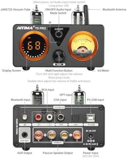 100W Bluetooth HiFi Versterker met VU Meter en Digitale Ingangen — thumbnail 4