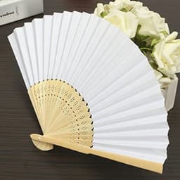 Beige Vouwen Handventilator voor Vrouwen - Handgemaakte Dans en Decoratie Fans — thumbnail 3