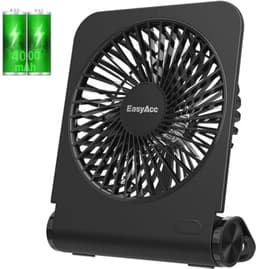 Bureauventilator Klein en Stille, Draagbare USB-oplaadbare Ventilator met 4000mAh Accu en 4 Snelheden voor Kantoor, Camping en Reizen — thumbnail 2
