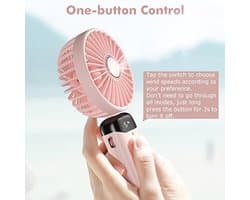 Draagbare Mini Ventilator met 5 Snelheden en Oplaadbare Accu voor Thuis en Buiten
