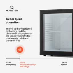 Klarstein Minibar Barmodel Koelkast - 24 Liter - glas - 0dB - Zwart - Minikoelkast - 5-15°C - voor Hotelkamer voor Kantoor - Stil Compact - Mini Fridge Kleine Koelkast Hotelkoelkast Drankkoeler Compact Koelkast — thumbnail 8