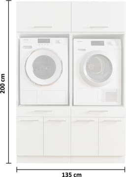 Laundry Duo Wasmachine kast met bovenkasten - Wit - Hoogte 200cm — thumbnail 4