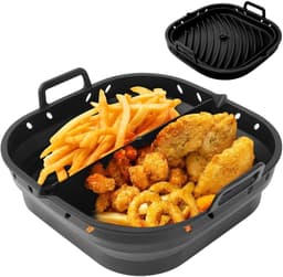 Siliconen vorm voor heteluchtfriteuse, airfryer, siliconen vorm met scheidingswand, 23 x 22 x 6 cm, siliconen inzetstuk, bakvorm, opvouwbare siliconen airfryer-accessoires voor — thumbnail 1