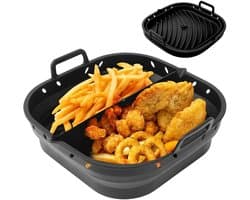 Siliconen vorm voor heteluchtfriteuse, airfryer, siliconen vorm met scheidingswand, 23 x 22 x 6 cm, siliconen inzetstuk, bakvorm, opvouwbare siliconen airfryer-accessoires voor