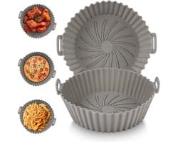 Airfryer siliconen pot, 2 stuks 16,5 cm herbruikbare siliconen air fryer voering, hittebestendige non-stick air fryer accessoire, dubbele heteluchtfriteuse siliconen luchtfriteuse mand voor