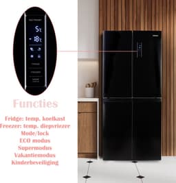PRIMO PR182MD Koelvriescombinatie – Amerikaanse Koelkast – 4 deuren – No Frost - Energieklasse C – 362 liter (237 + 125) - Zwart — thumbnail 5