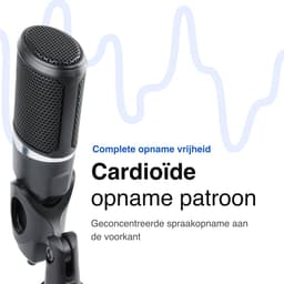 USB Microfoon met standaard - Gaming - Podcast - Voor Pc en console - Standaard - Incl. Plopkap - Zwart - Vivid Green — thumbnail 6