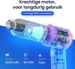 Auto stofzuiger draadloos - Handstofzuiger - Mini Stofzuiger - Stofzuiger Auto - Led scherm - Incl. Blaasfunctie, opzetstukjes en reiskoffertje — thumbnail 5