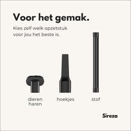 Sireza T1 - kruimeldief snoerloos - 4 opzetstukken - krachtige handstofzuiger - kruimelzuiger - nat en droog - thuis, dierenhaar en auto - opbergtas — thumbnail 2
