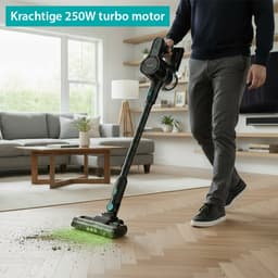 OOQE V-POWER TURBO All-in-One Professionele Draadloze Steelstofzuiger | Sterke Turbo Motor | AeroPulse: Hoge Luchtstroom | Led ClearVision | Gaat Beschadiging Vloer Tegen | Ergonomisch: Gaat Belasting Gewrichten Tegen | Zelf Staand Ontwerp | Zwart — thumbnail 2