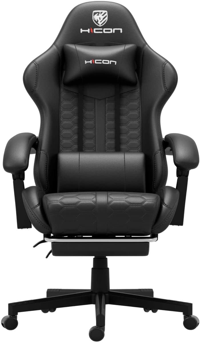 HICON® Gamestoel – Gamestoel met voetsteun - Gamestoel voor PC & Console – Verstelbaar | Lambeth - Zwart — afbeelding 1