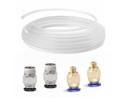 PTFE Buis voor 3D Printer Filament (1.75mm) - 4 Meter Teflon Slang met Connectoren
