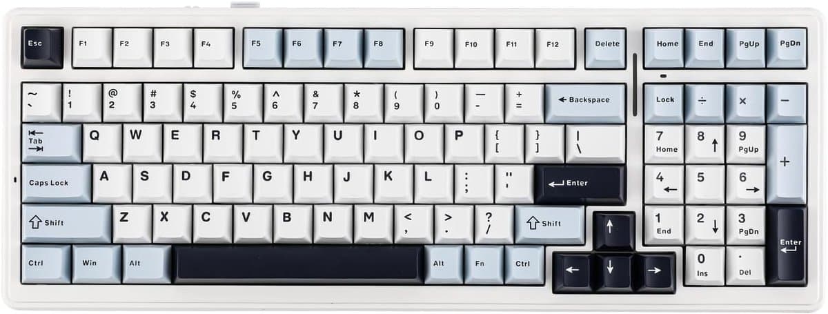 EPOMAKER x AULA F99 - Wit/Blauw - Mechanisch Draadloos Toetsenbord - RGB - 100% - QWERTY - Gaming Keyboard - Leobog Reaper Switch — afbeelding 1