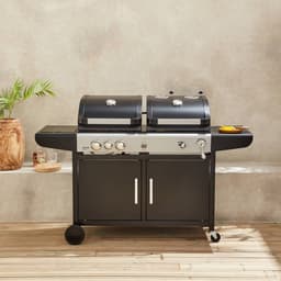 sweeek - 2-in-1 barbecue, gas en houtskool, 2 branders + 1 zijbrander, gietijzeren roosters, thermometers - marsac — thumbnail 4
