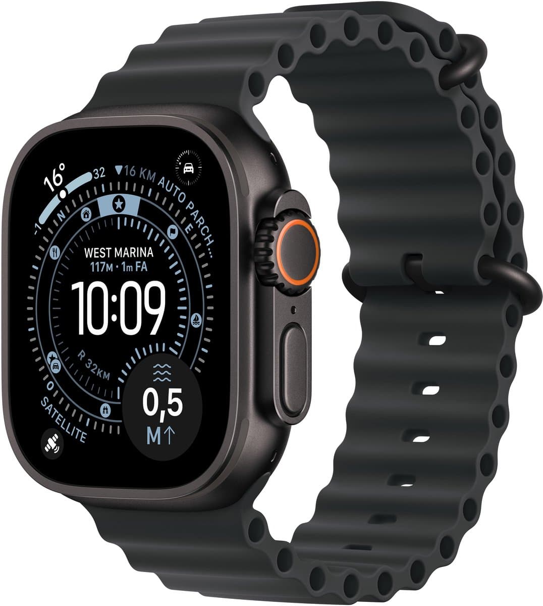 Apple Watch Ultra 3 Cellular 49mm Black Titanium Case with Black Ocean Band — afbeelding 1