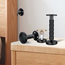 2-stuks Hoofdeinde Stabilisatoren - Hoofdbordstopper - Anti-schudhulpmiddel voor naast het bed - Verstelbaar bedframe - Inclusief lijm, schuimrubberen kussentjes en schroeven - 62-80mm - Geschikt voor bedden, kasten en banken - Zwart — thumbnail 4
