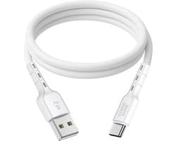 Usb kabel naar usb C - Usb A naar usb C - Oplaadkabel - Geschikt voor Samsung, tablet, ereader, telefoon - Oplader - 2 meter - Lang - Wit