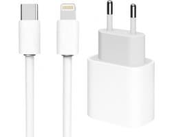 Snellader 1M - 20W met geschikt voor Lightning Kabel I Phone t/m 14 - Wit